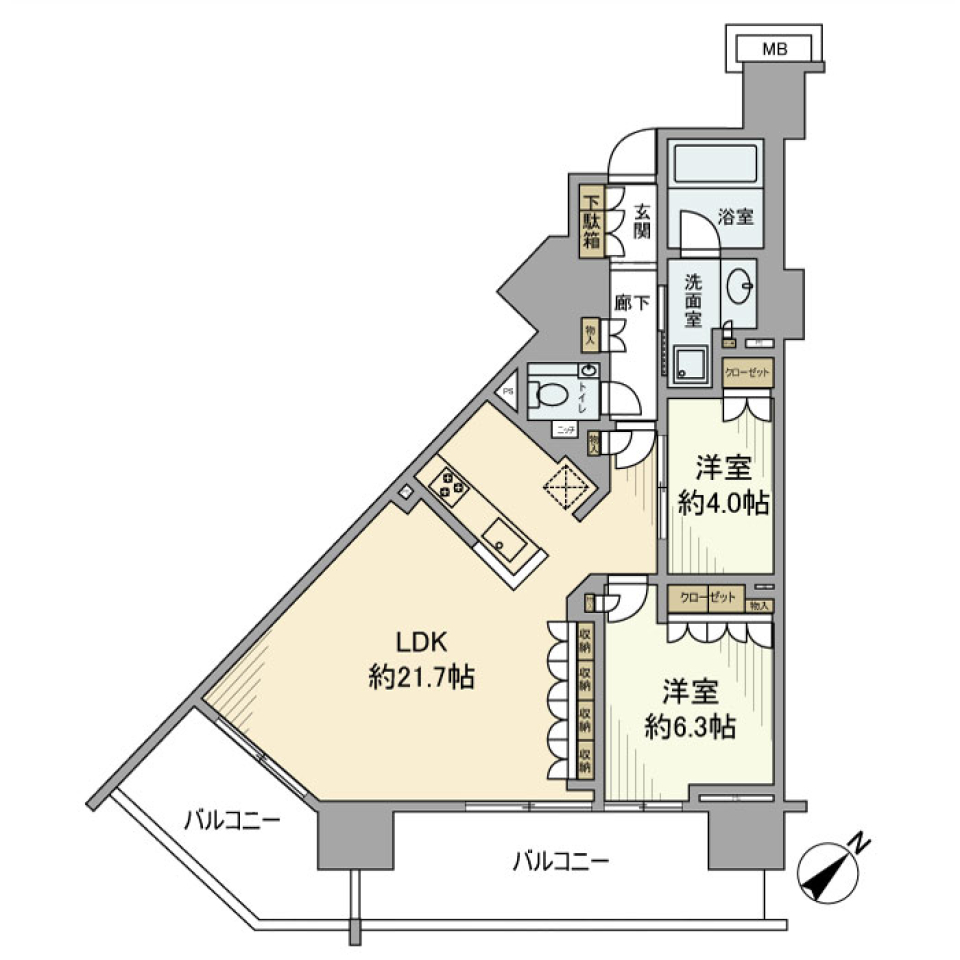 プラウドシティ方南町Ｂ棟　710号室［新築］の間取り図