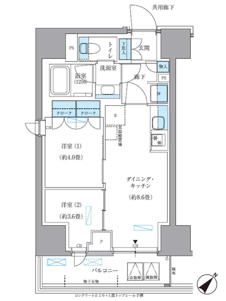 パークアクシス東日本橋　801号室［ペット可］の間取り図