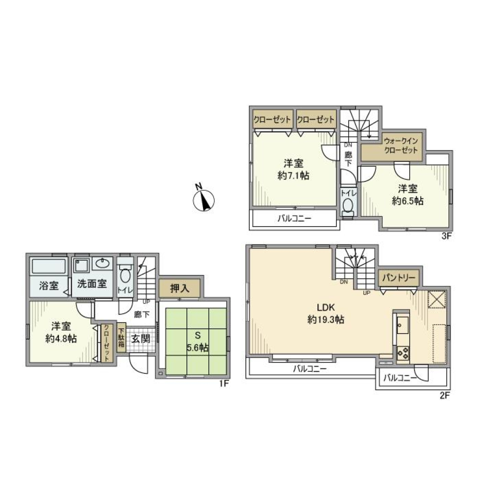 本牧間門戸建の間取り図