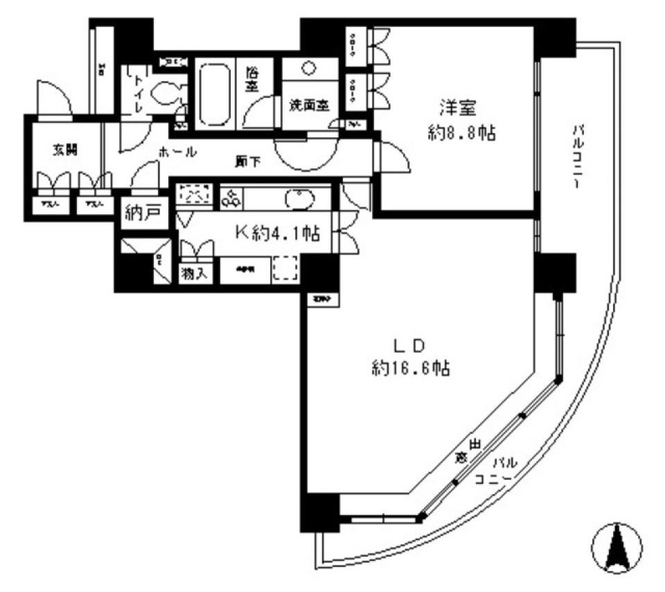 リバーポイントタワー　1605号室の間取り図