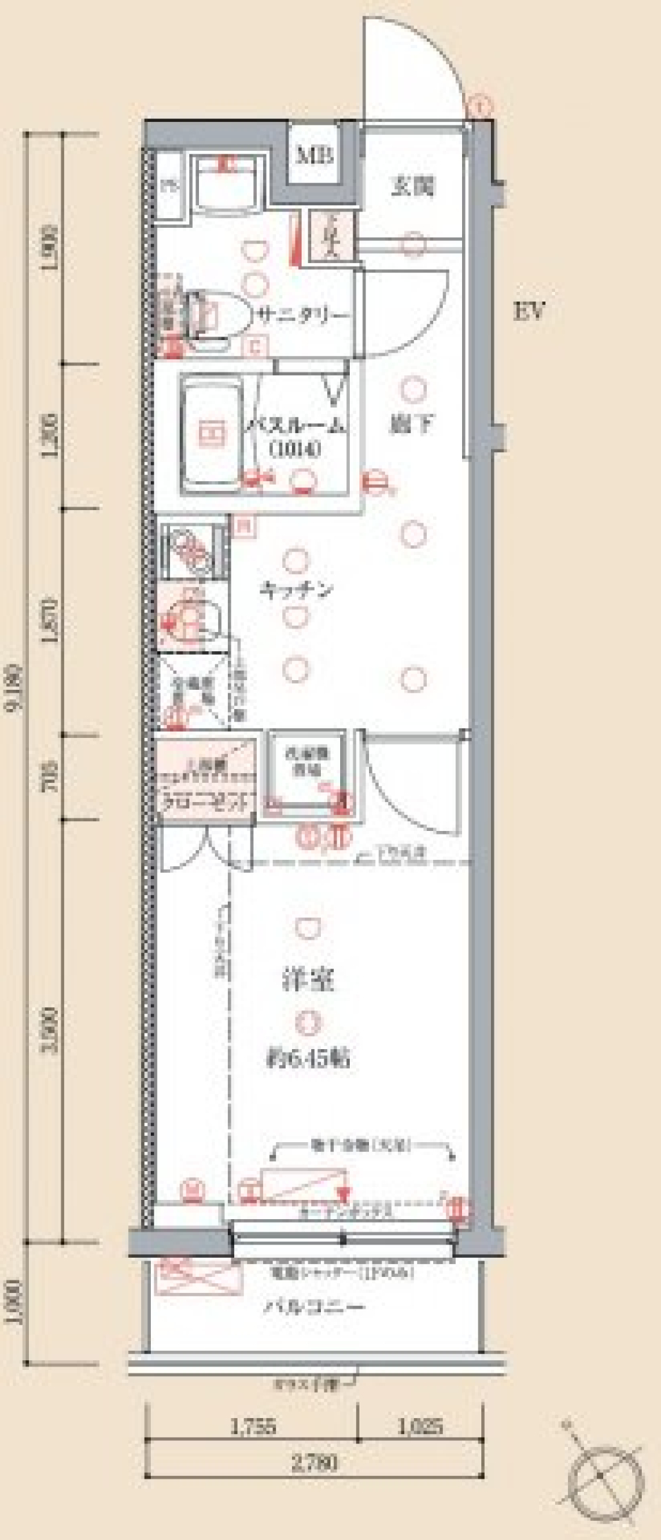 クレヴィスタ門前仲町　402号室［ペット可］の間取り図