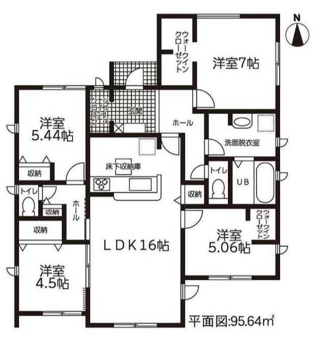 お家のあちこちに収納があって生活動線GOODな平屋