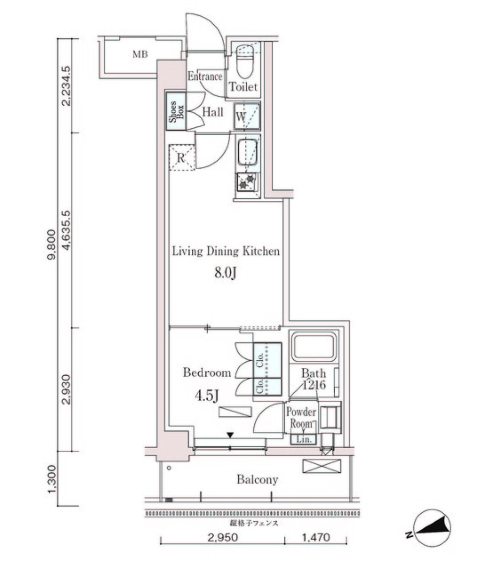 パークアクシス市谷左内町　107号室［ペット可］の間取り図