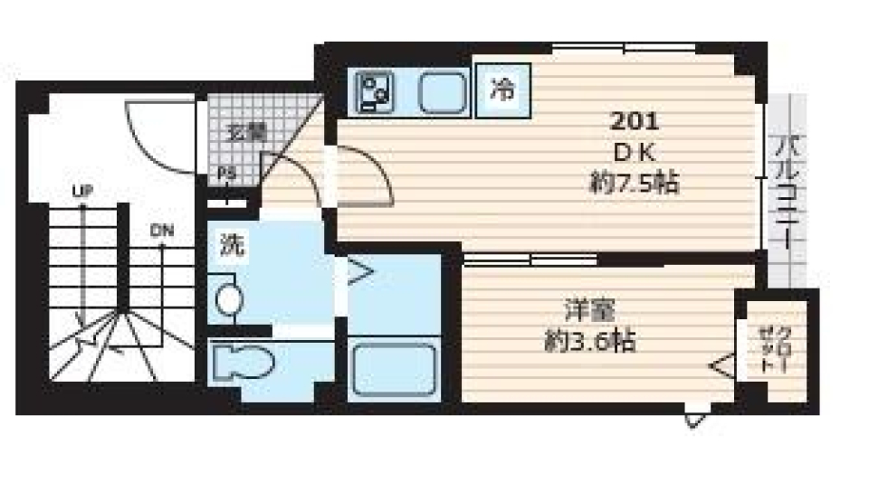 ポルト　ボヌール　201号室の間取り図