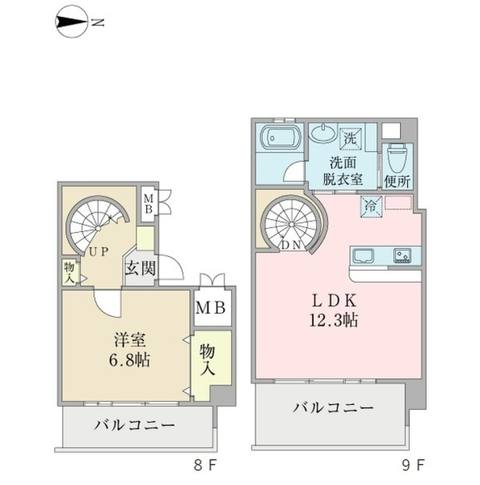 ＭＭ　Ｈｉｌｌｓ　Ｐｌａｃｅ横濱　801号室の間取り図