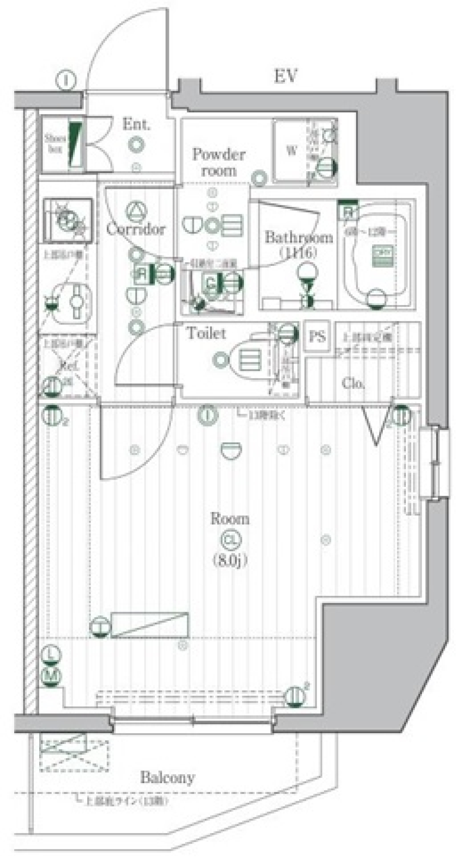 PREMIUM CUBE 駒込　1201号室［ペット可］の間取り図