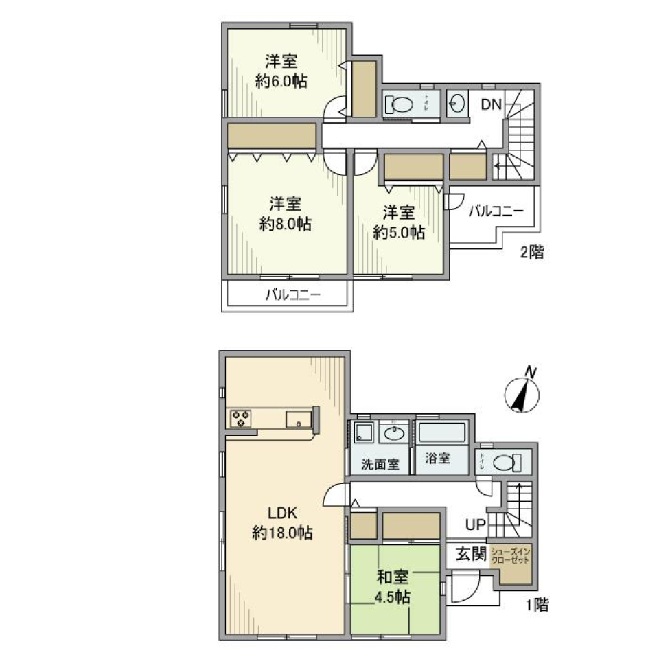 篠原町戸建の間取り図