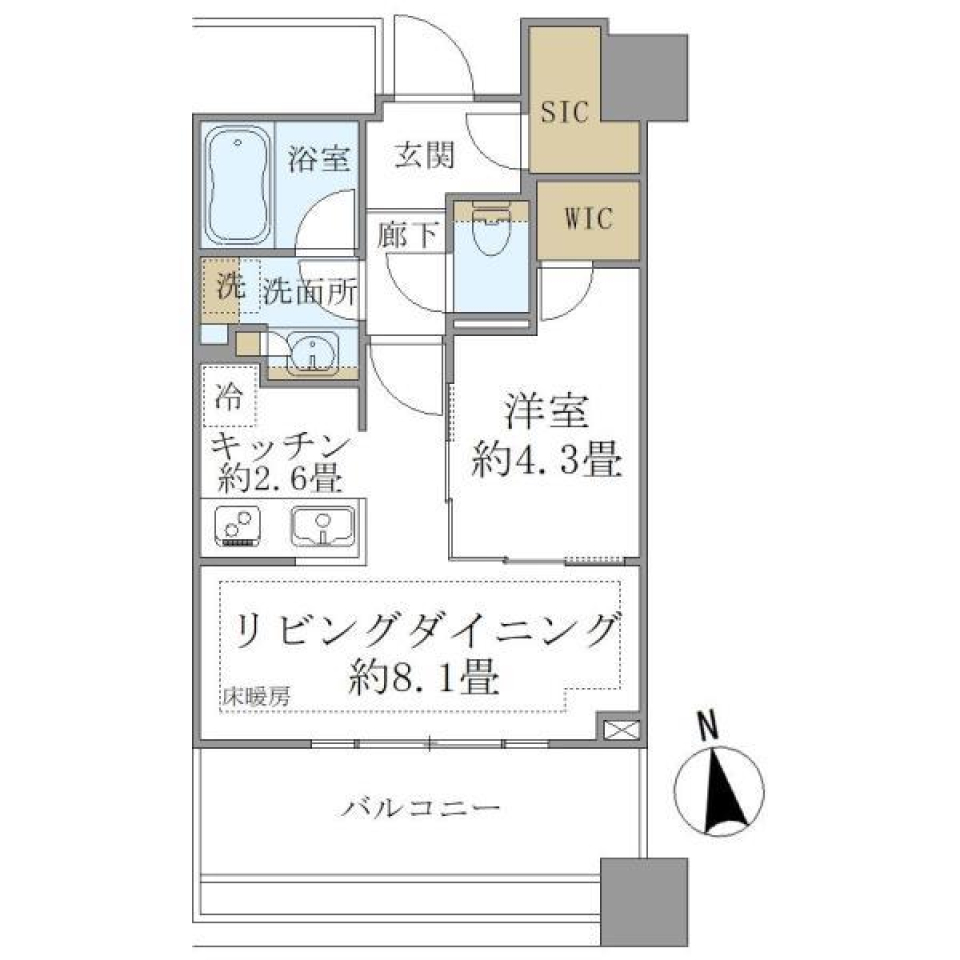 白金ザ・スカイ西棟　W503［ペット可］の間取り図