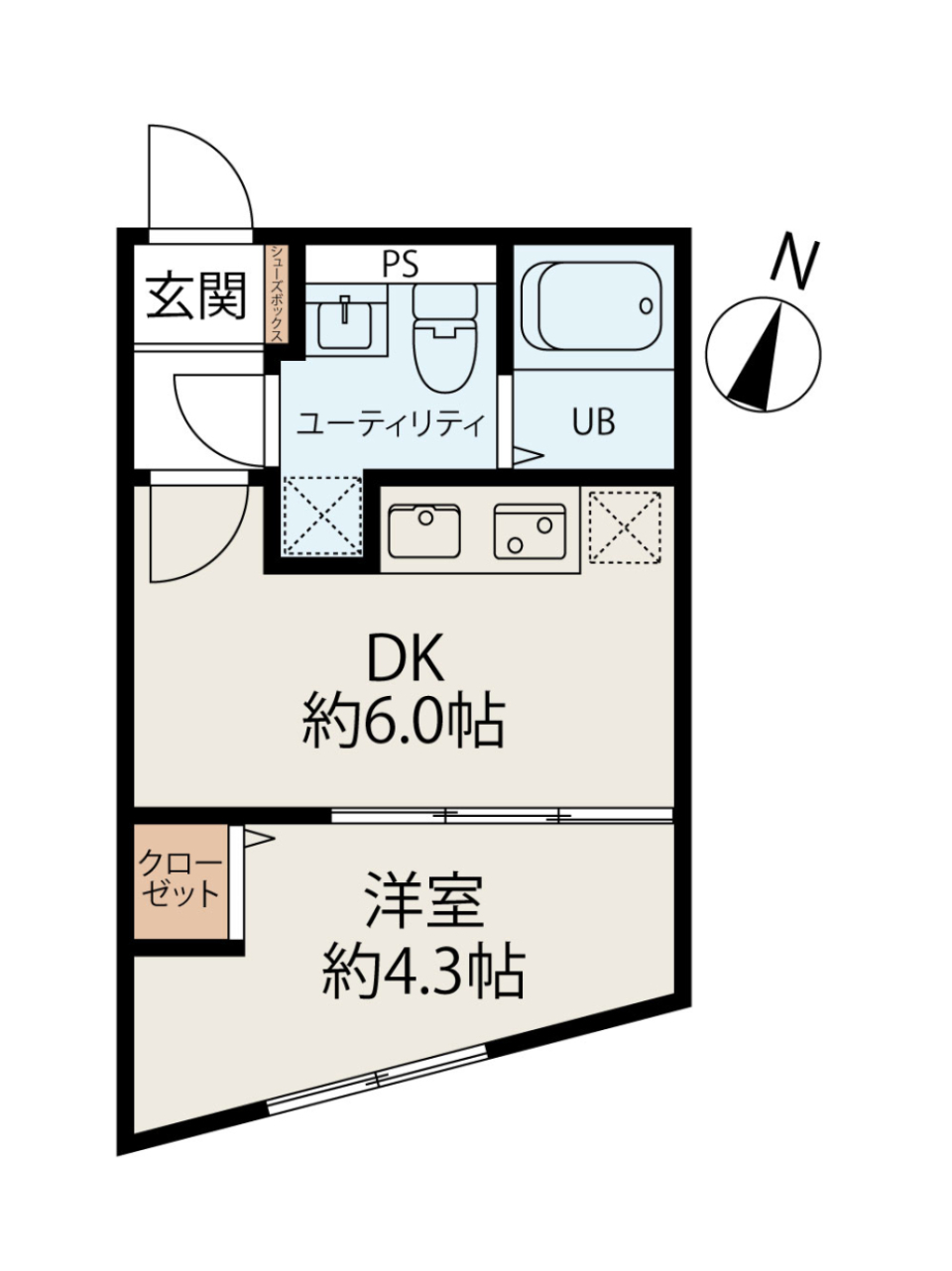 スカイヒルズ中野弥生町　201号室［新築］の間取り図