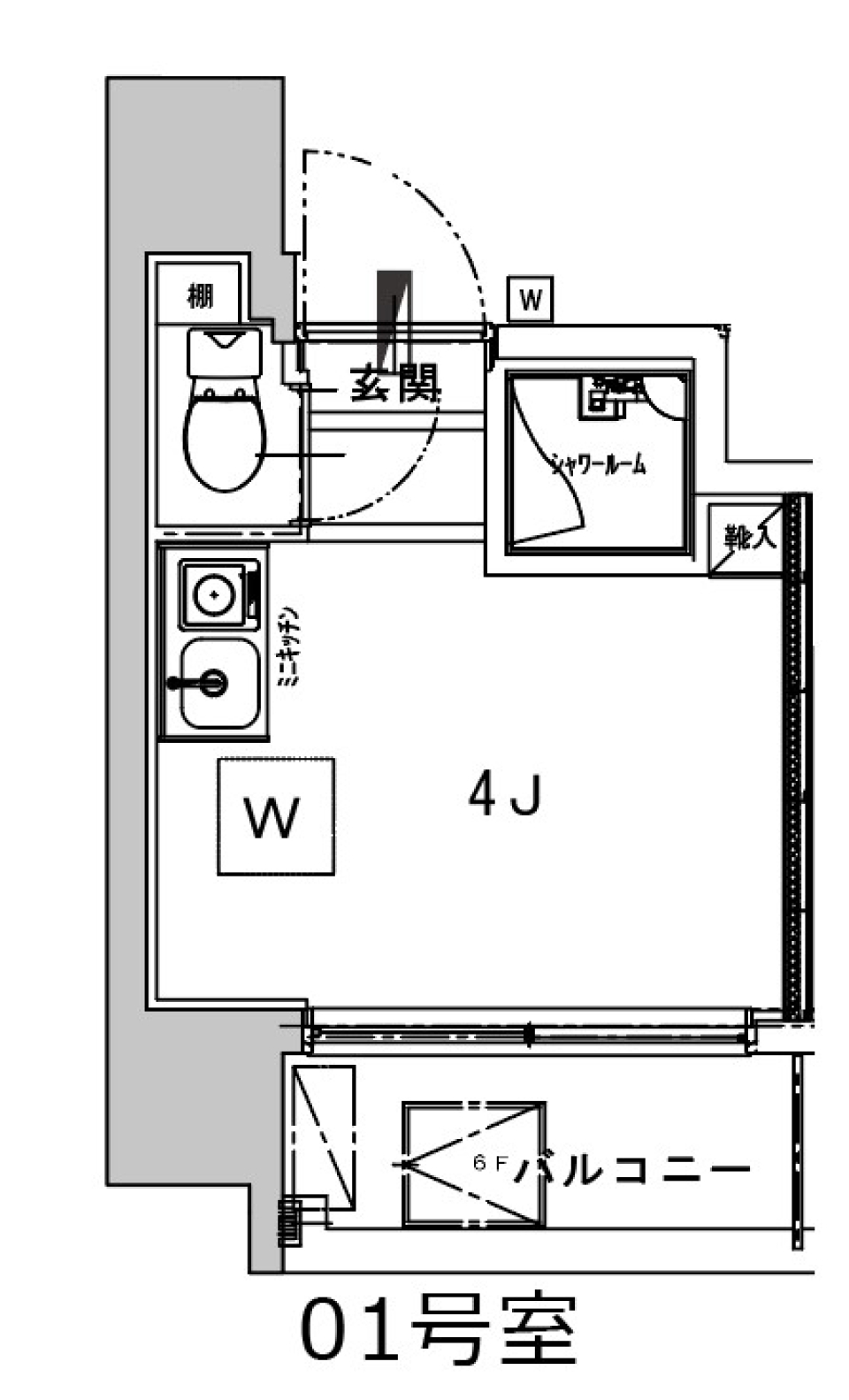 デコズキャッスル赤坂　601号室の間取り図