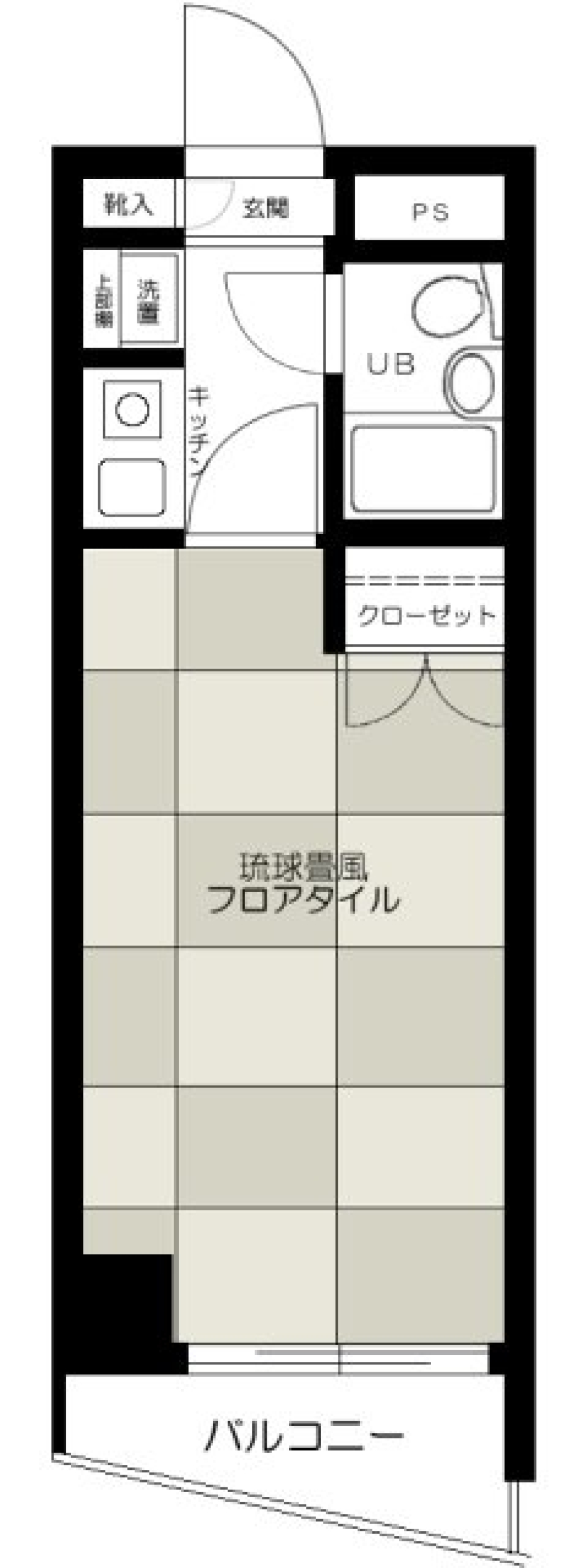 琉球畳と柔らかピンクの間取り図