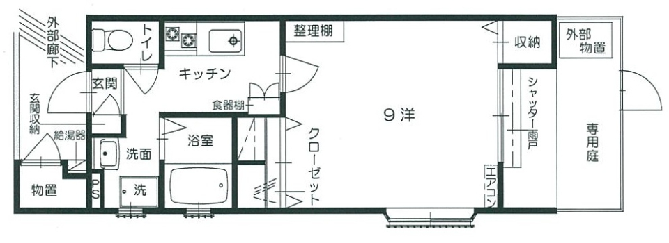 フィールドエッヂH棟　101号室の間取り図