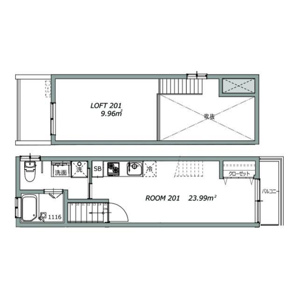 セレッソ王子　201号室の間取り図