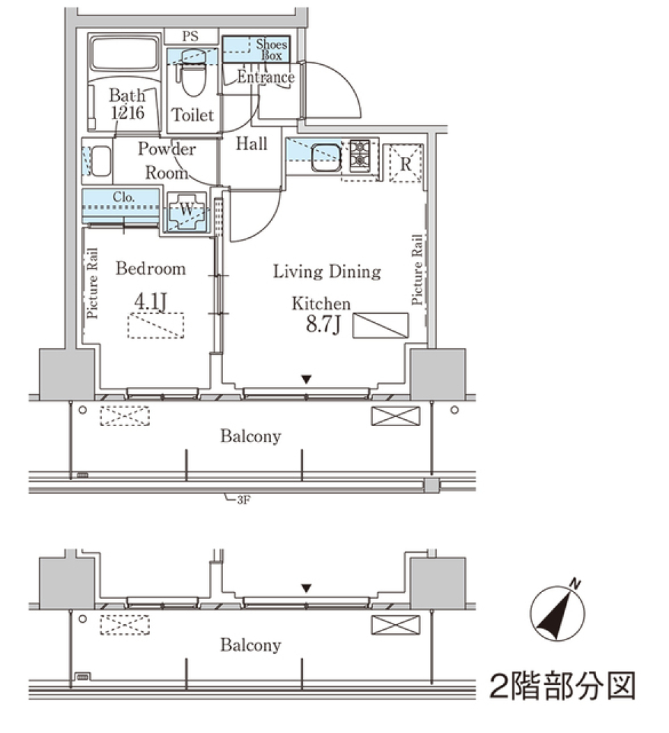 パークアクシス横濱大通り公園　703号室［ペット可］の間取り図