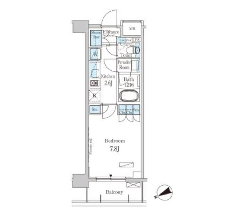 パークアクシス門前仲町・清澄庭園　509号室［ペット可］の間取り図