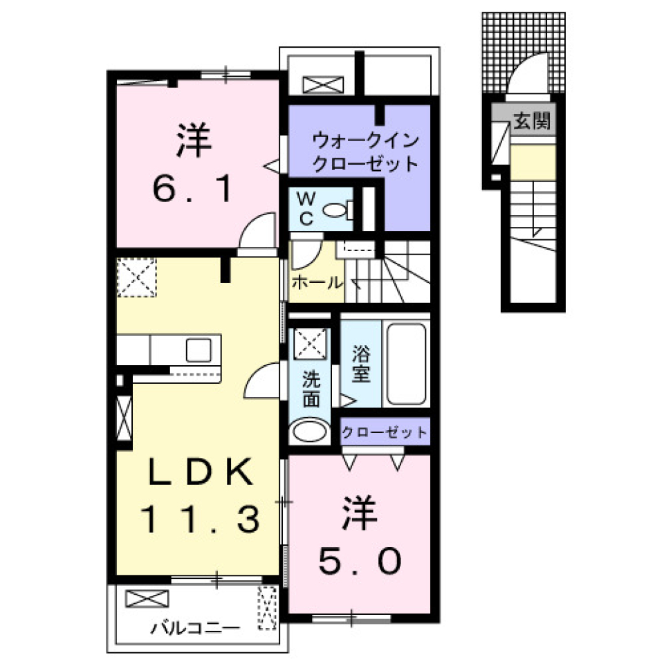 グランディオーソ　203号室［ペット可］の間取り図