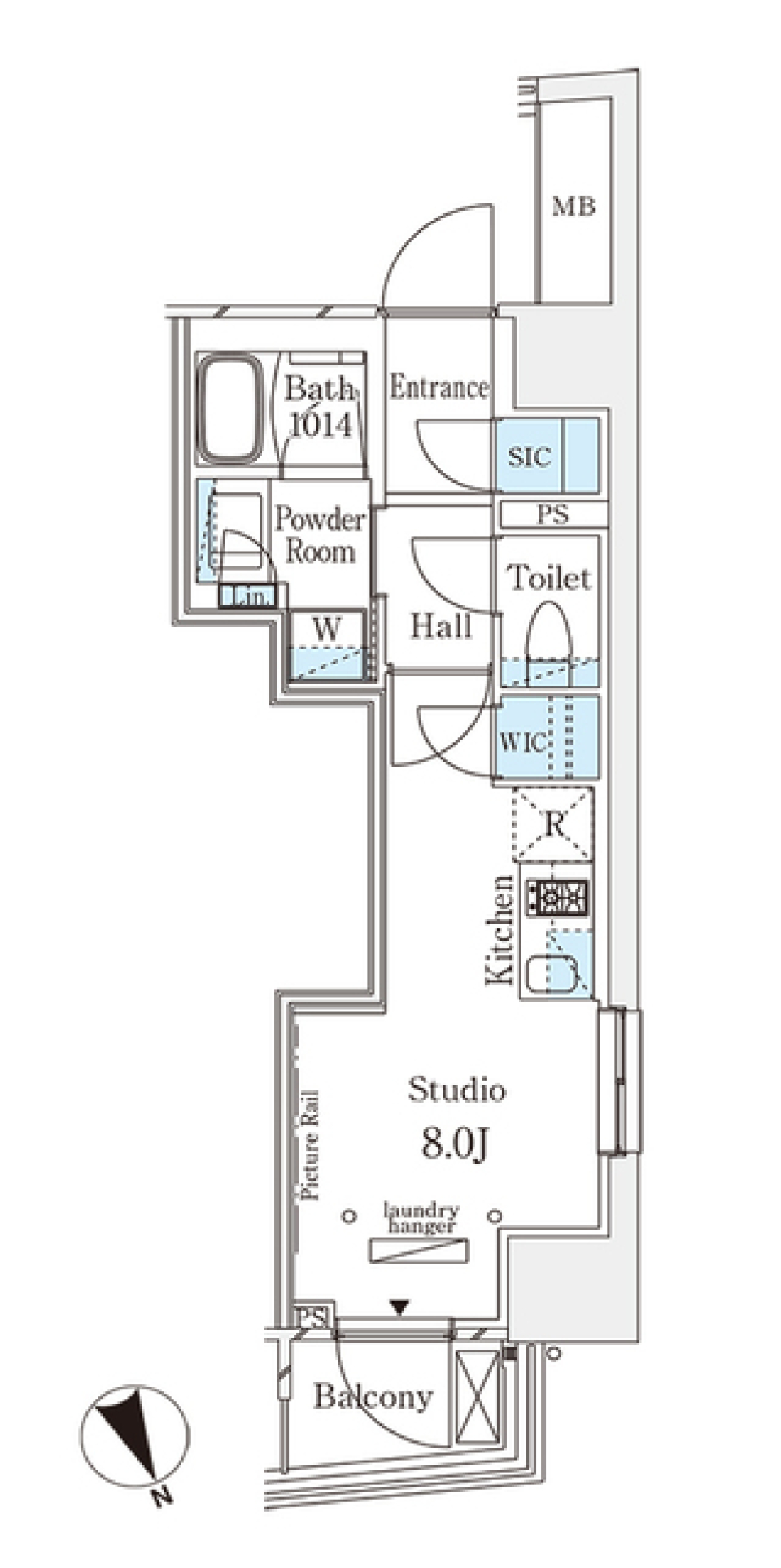 パークナードフィット南青山Ｖｉｓｔａ　806号室の間取り図