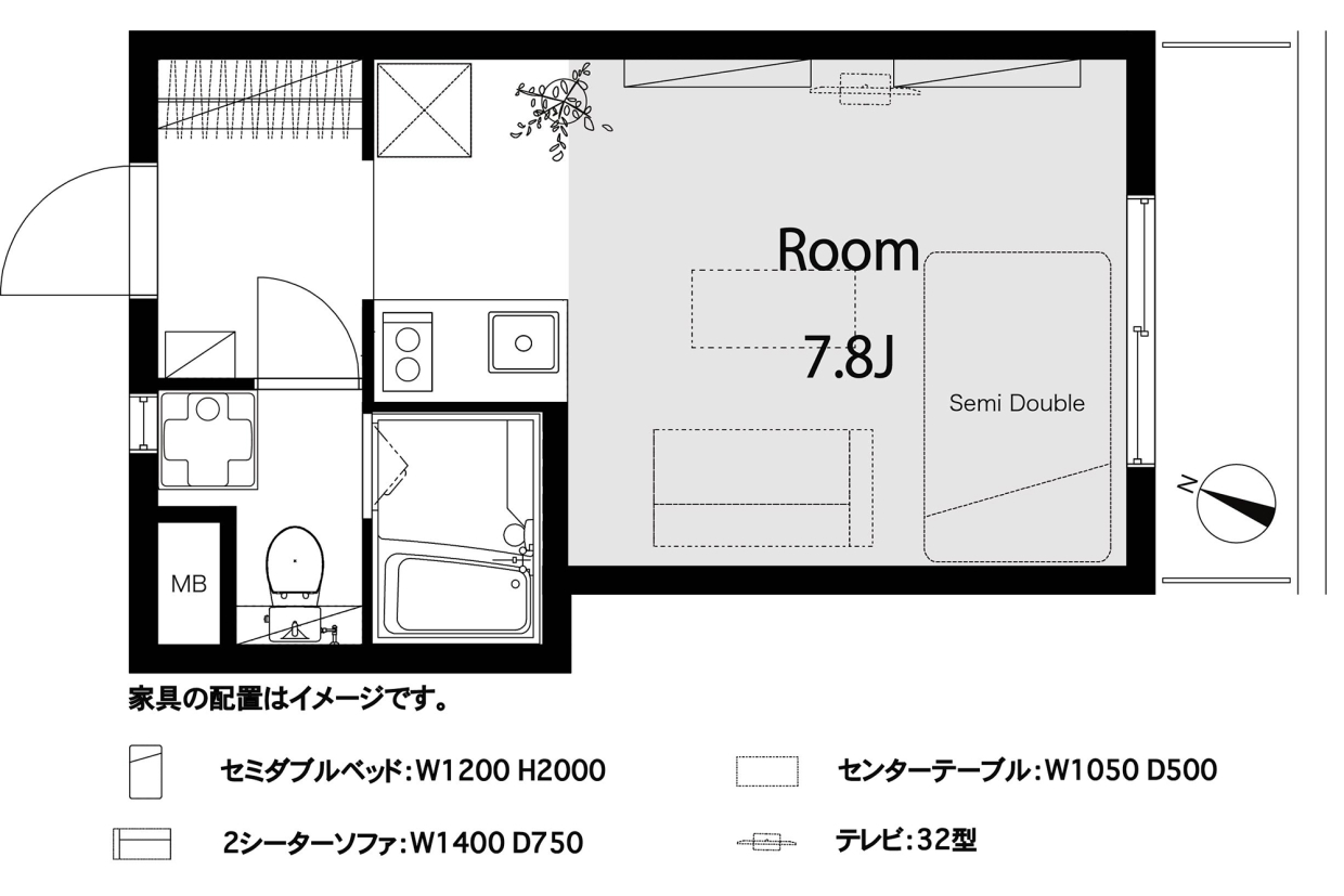 正方形っぽい居室のワンルーム！