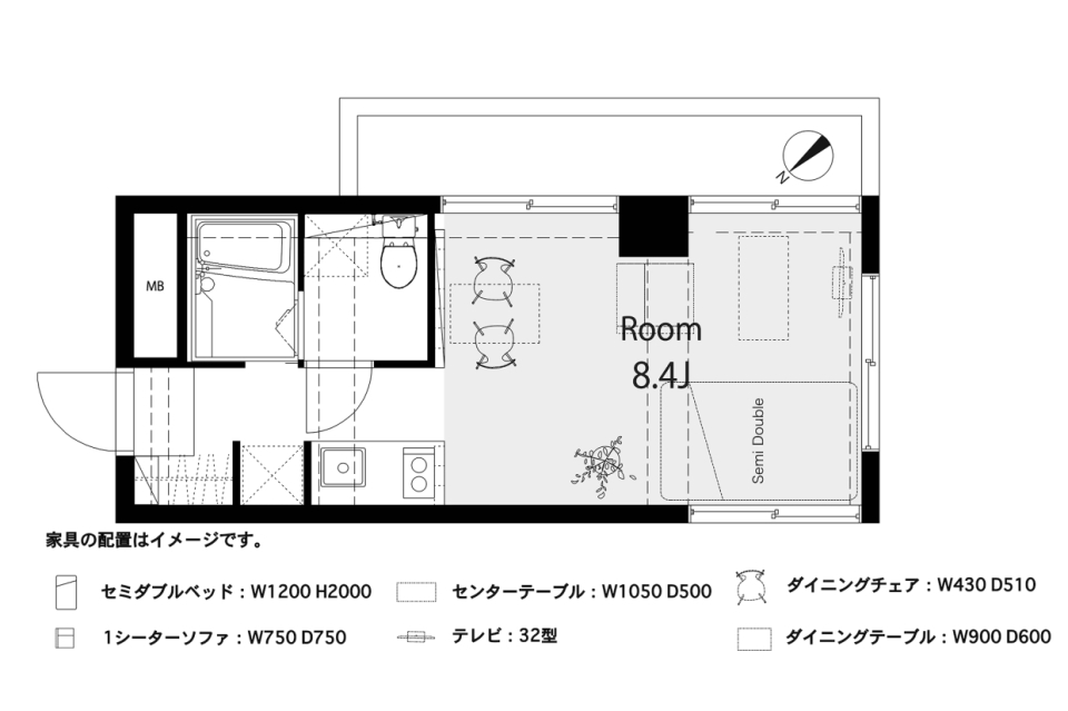 光と風に囲まれての間取り図