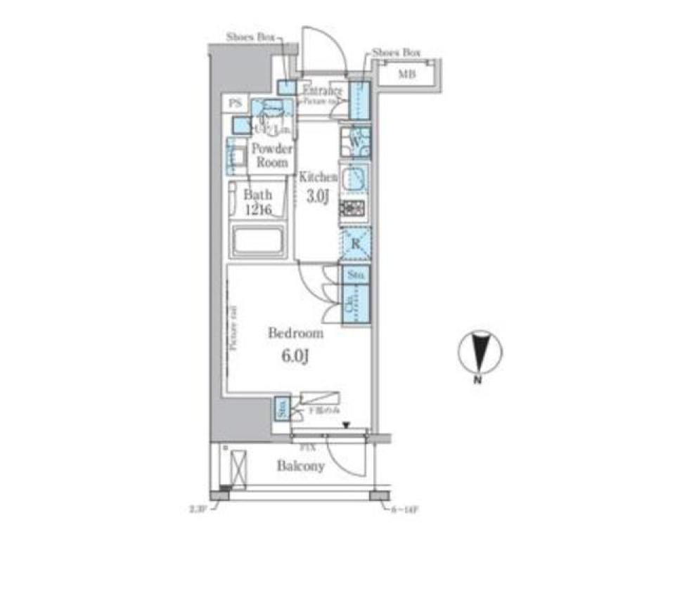 パークアクシス錦糸町レジデンス　1401号室［ペット可］の間取り図