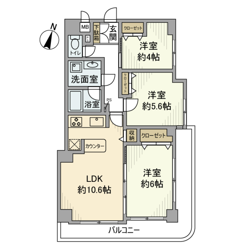 ナイスアーバン亀有　406号室の間取り図