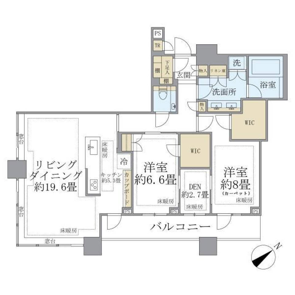 ＢｒｉｌｌｉａＴｏｗｅｒｓ目黒ノースレジデンス　3107号室の間取り図