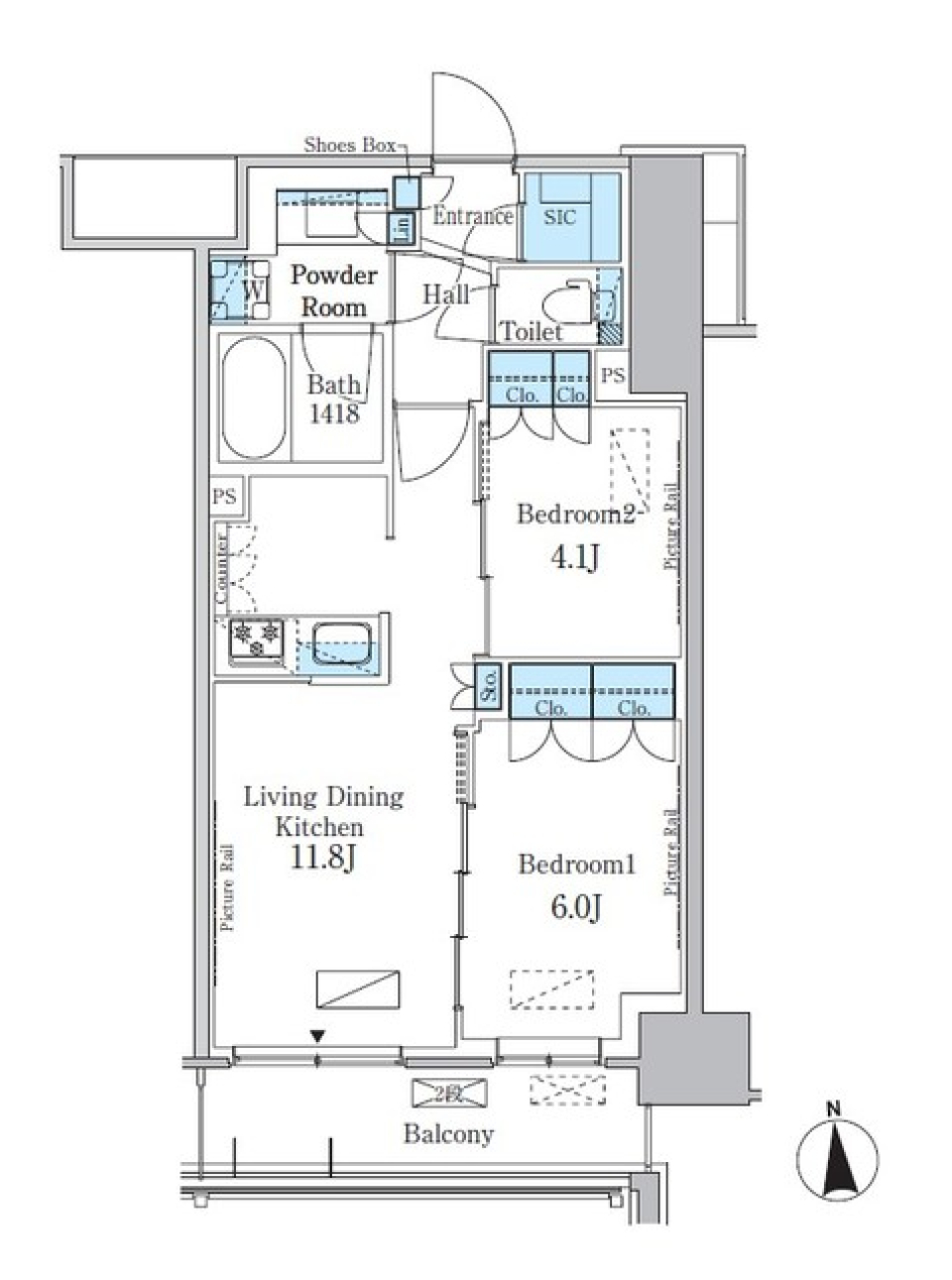 パークアクシス新宿百人町　604号室［ペット可］の間取り図