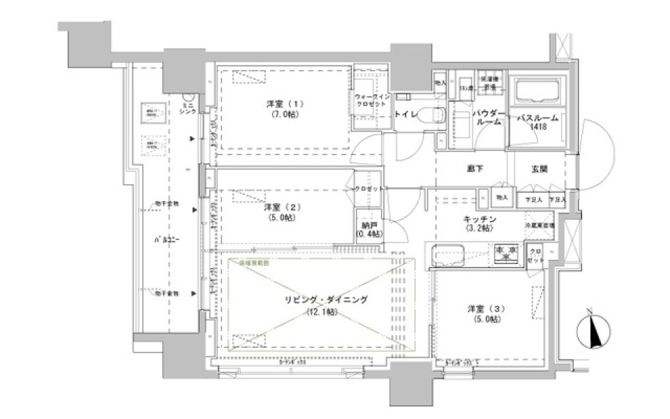 パークスフィア牛込神楽坂　203号室の間取り図