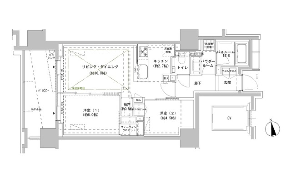 パークスフィア牛込神楽坂　502号室［ペット可］の間取り図