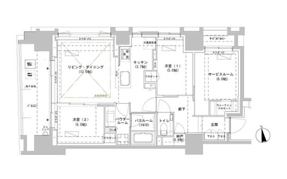 パークスフィア牛込神楽坂　401号室［ペット可］の間取り図