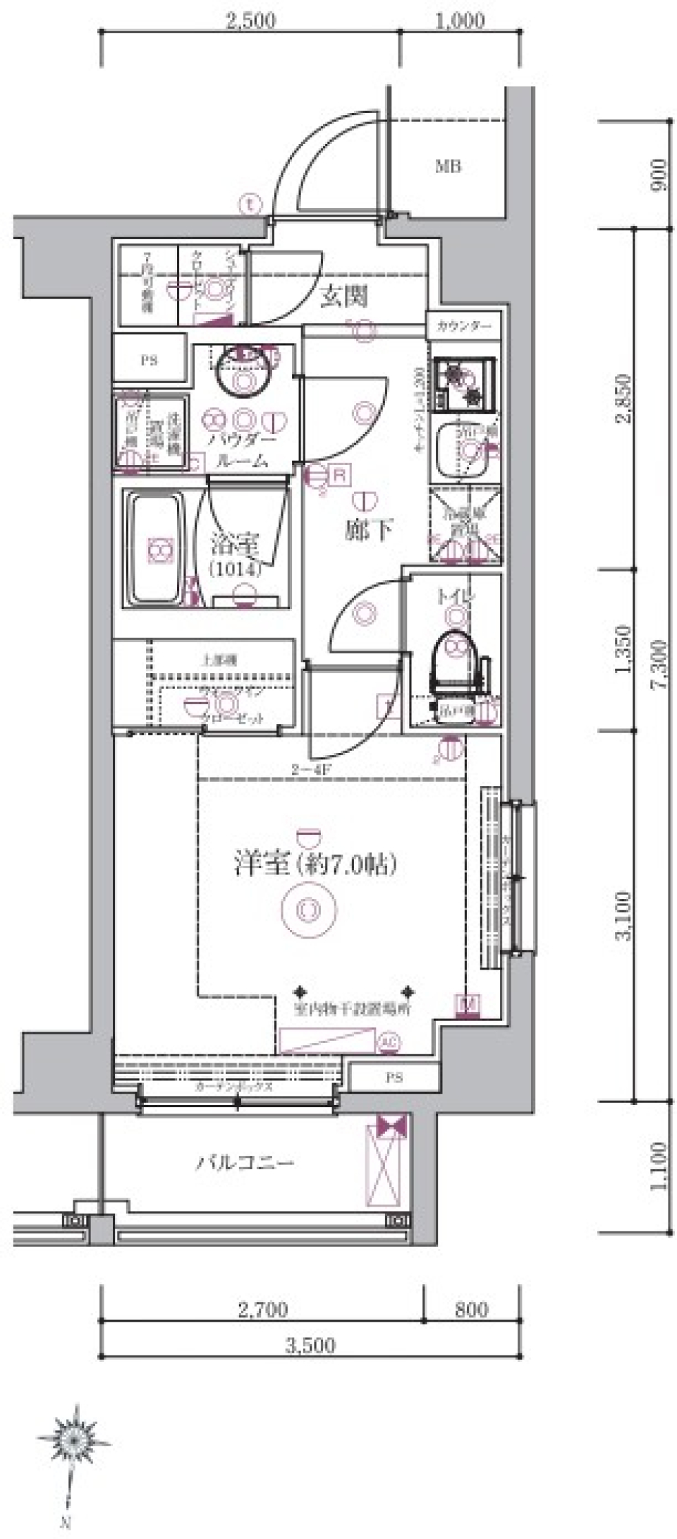 パティーナ多摩川　206号室［新築］の間取り図