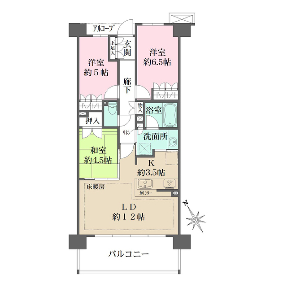 パークホームズ横浜矢向センターフォレスト　Ｂ棟　316号室の間取り図