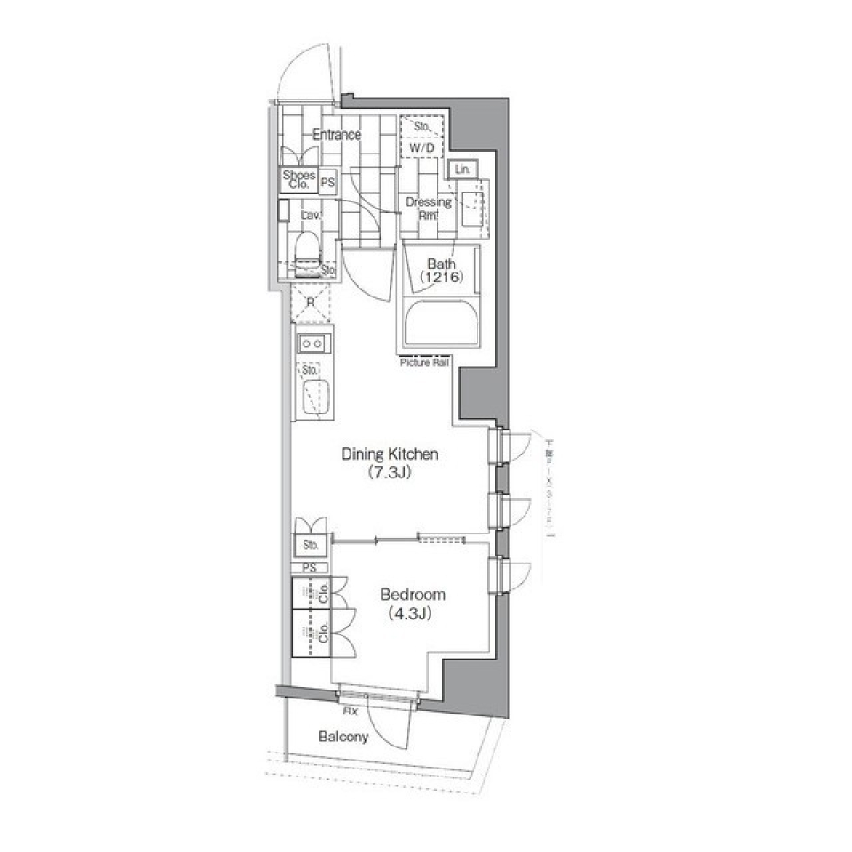 ザ・パークハビオ新宿　338号室［ペット可］の間取り図