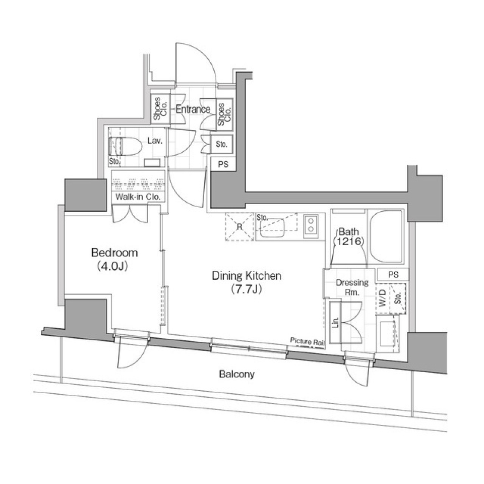 ザ・パークハビオ新宿　334号室［ペット可］の間取り図