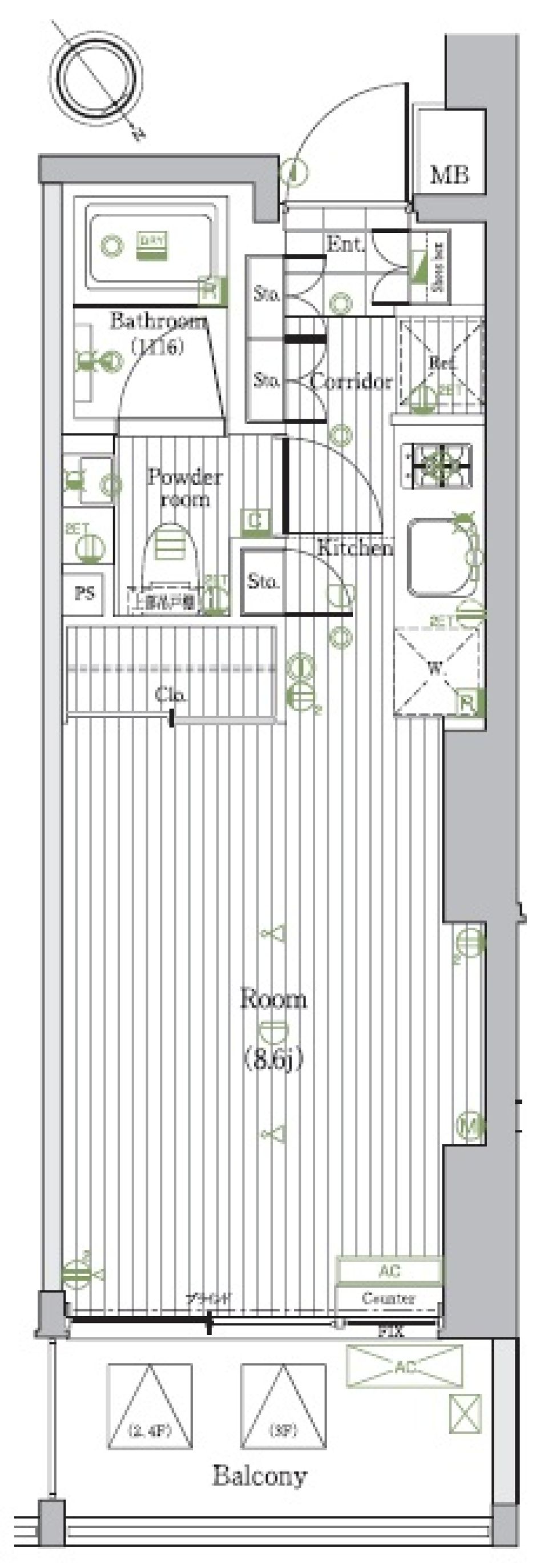 PREMIUM CUBE 元代々木　302号室の間取り図