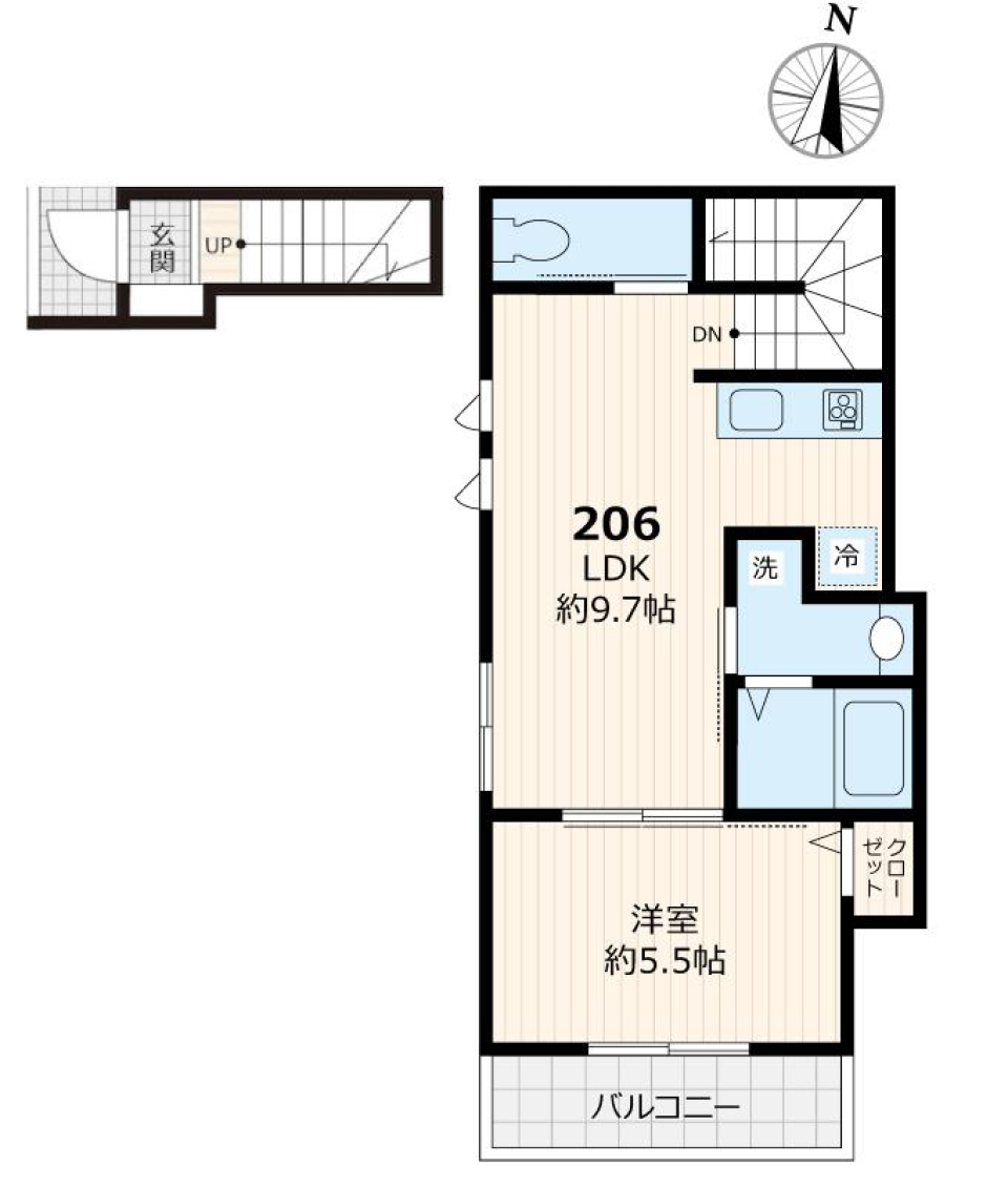 アリビオときわ台　206号室の間取り図