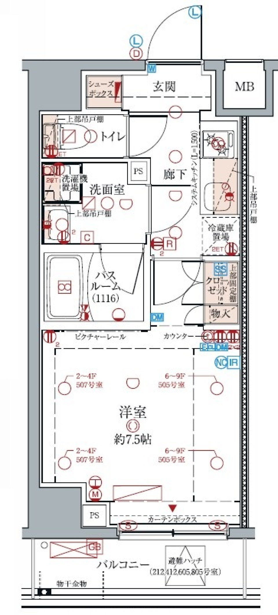 クレヴィスタ浮間舟渡　707号室の間取り図