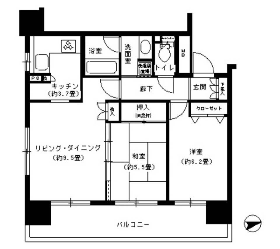 パークキューブ浅草田原町　1405号室［ペット可］の間取り図