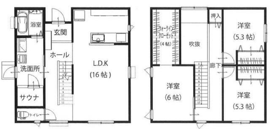 吹抜けが気持ちいい新築戸建て。