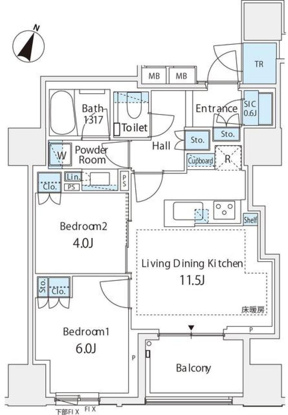 パークホームズ日本橋時の鐘通り　1103号室の間取り図