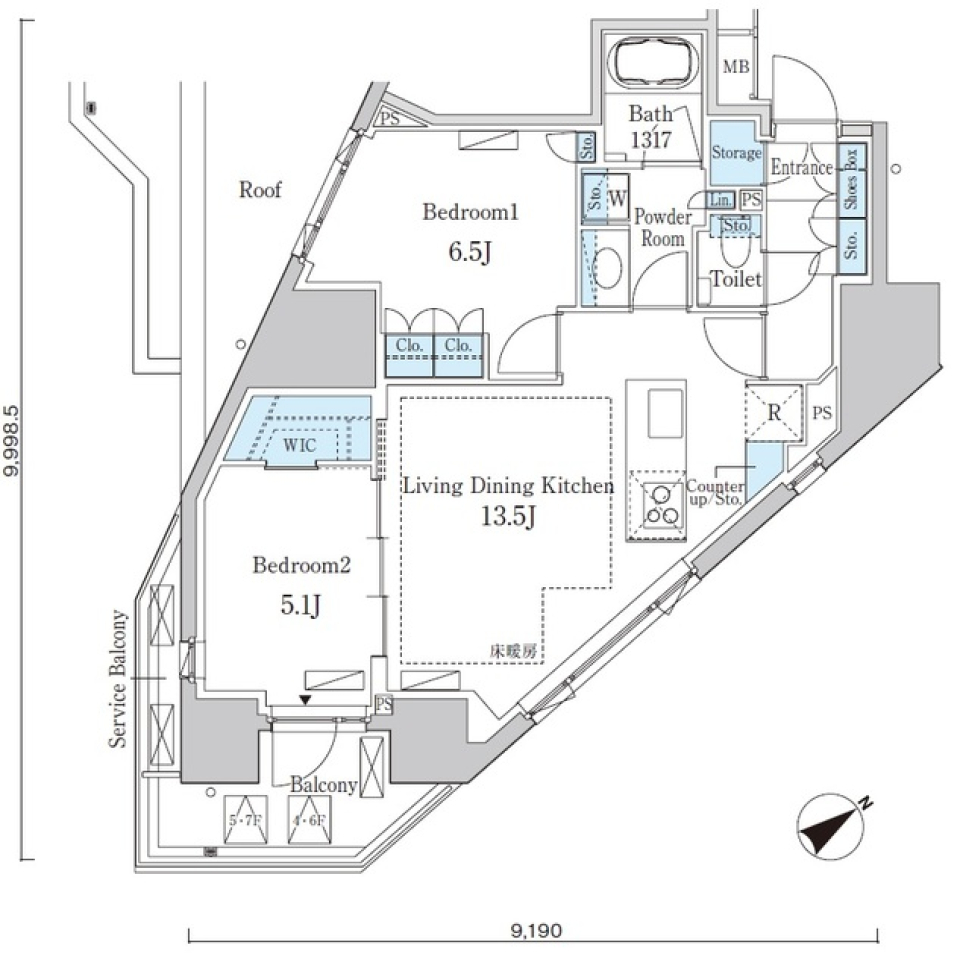 Ｐｒｉｍｅ　Ａｒｔ白金台　402号室の間取り図