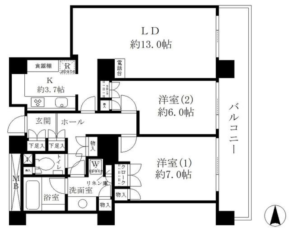 リバーポイントタワー　602号室の間取り図