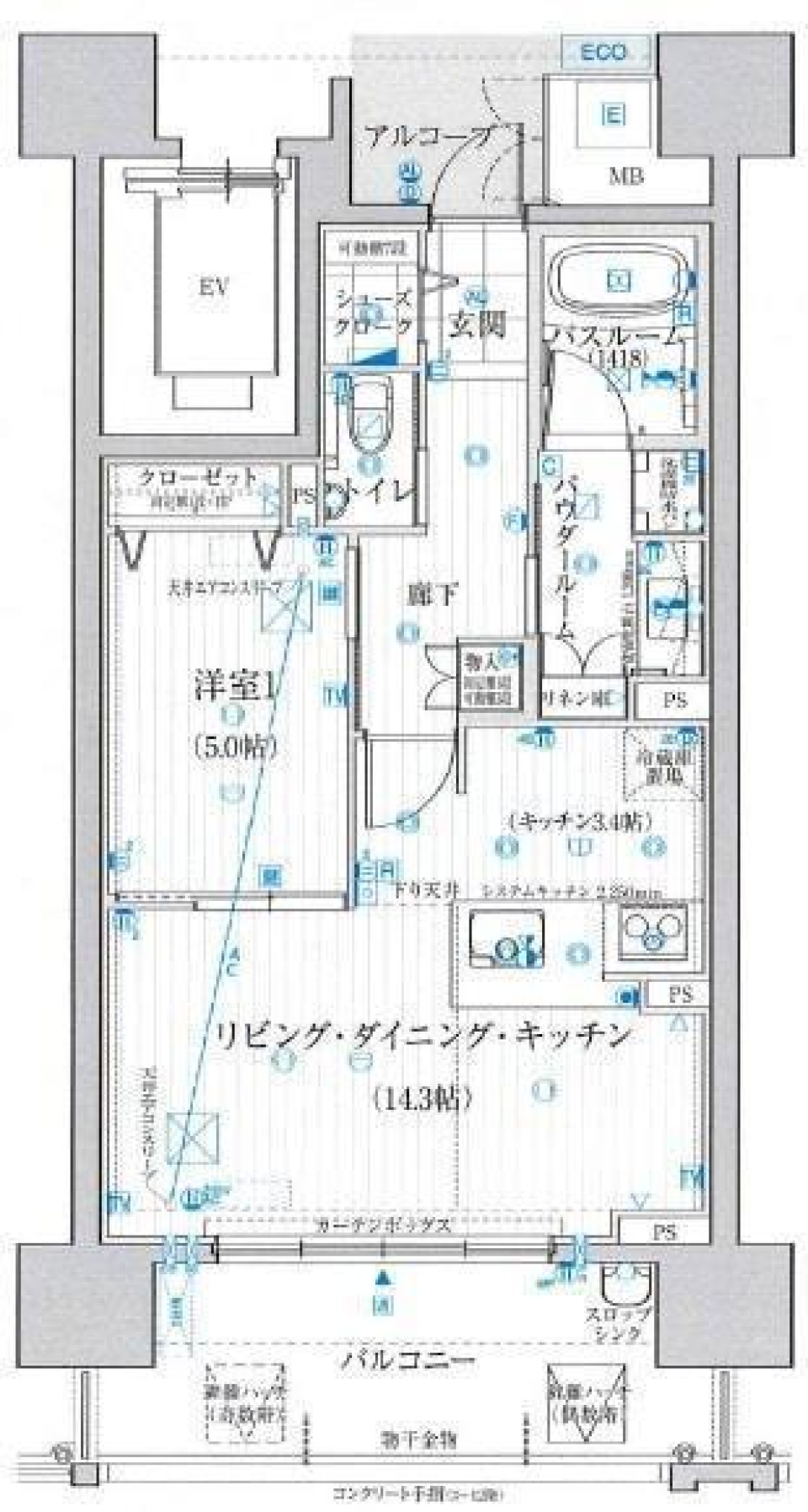 リフローレ浜松中央　0702号室［新築］の間取り図