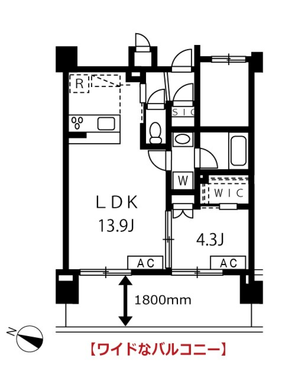 アジールコート池上　402号室の間取り図