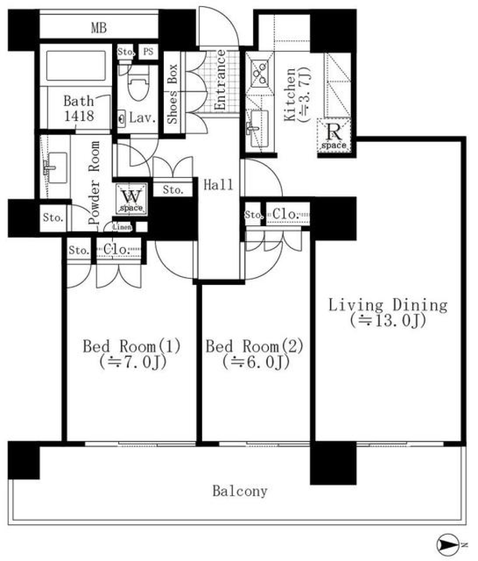 リバーポイントタワー　302号室の間取り図