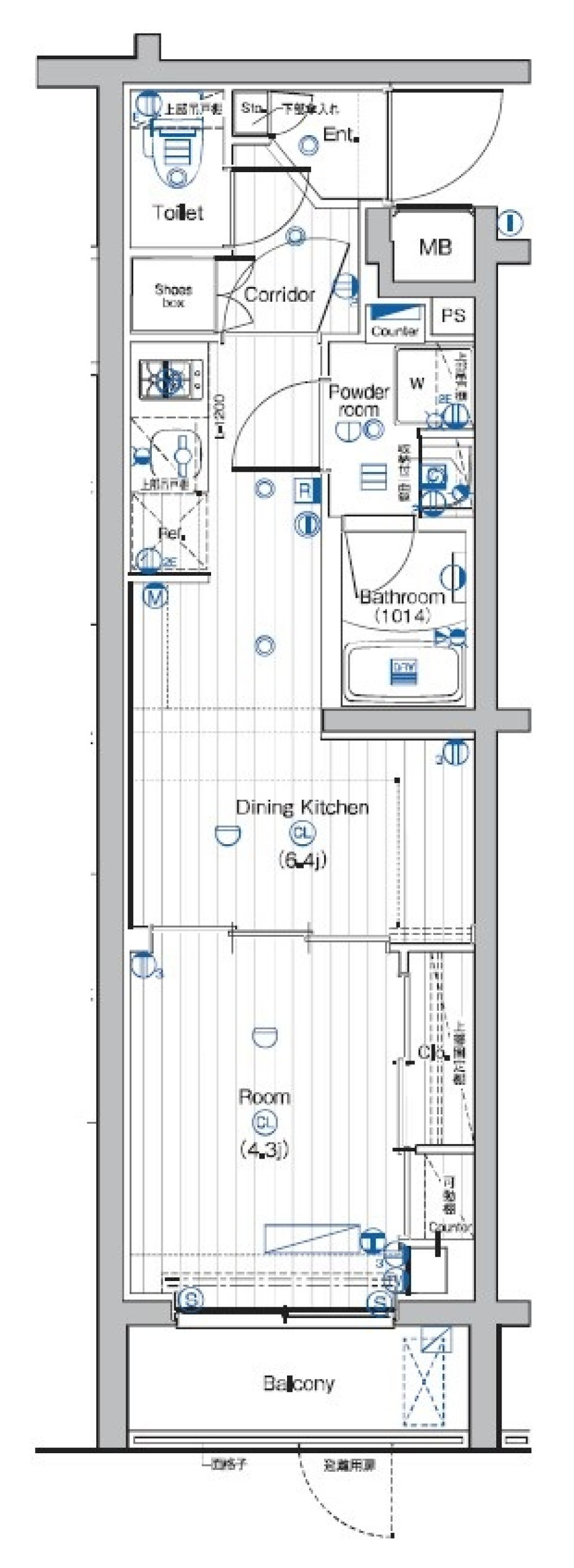 プレミアムキューブ大岡山DEUX　107号室［ペット可］の間取り図