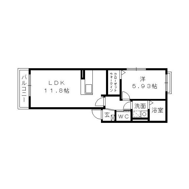 WIC付き！1LDKの間取り図。