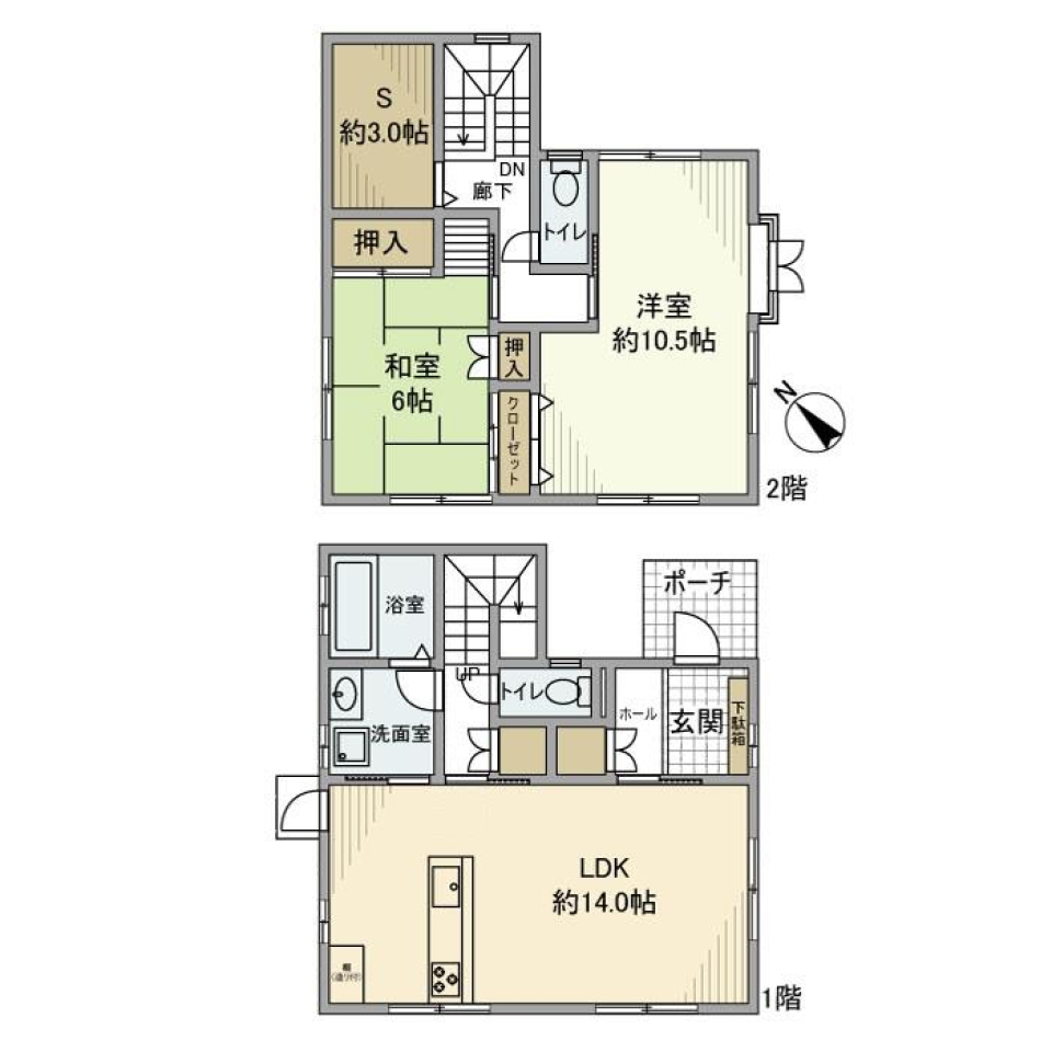 喜久井町戸建の間取り図