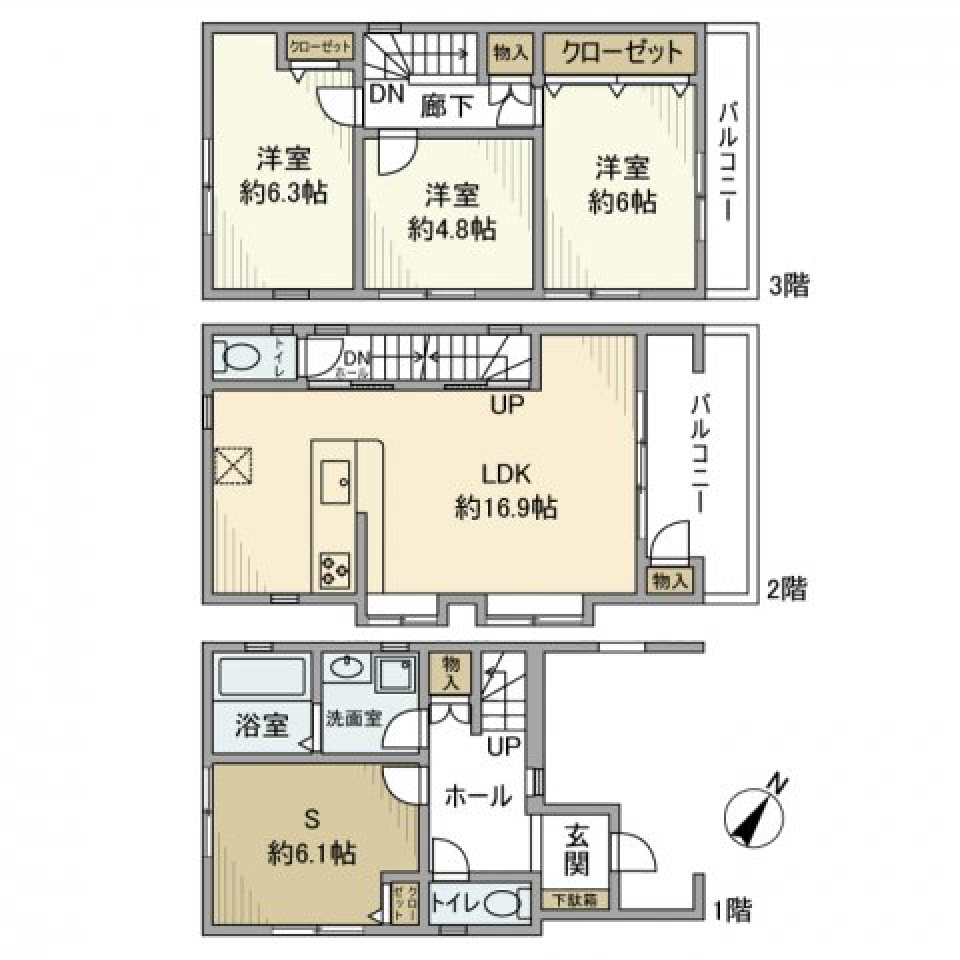 中丸子戸建の間取り図