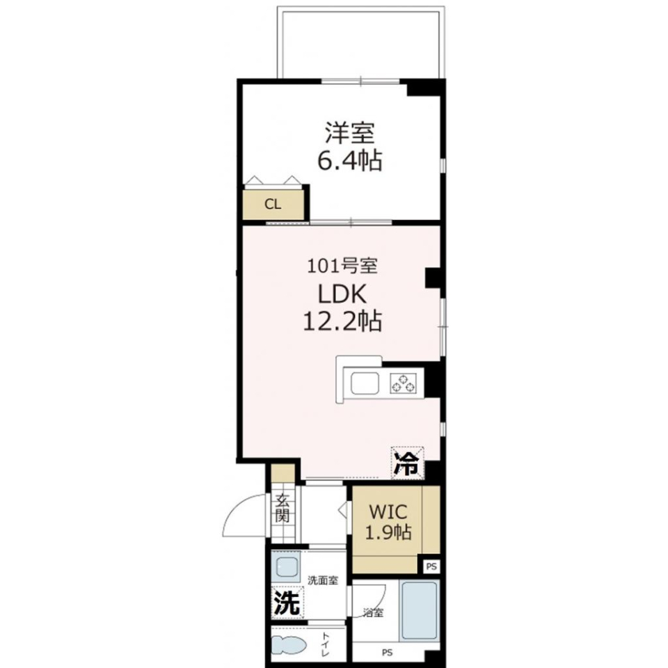 ビューノ伊勢町　101号室の間取り図